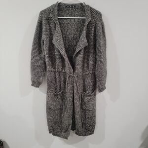 Womens Duster Cardigan‎ Size Large Knit Pointelle Granola Cozy
